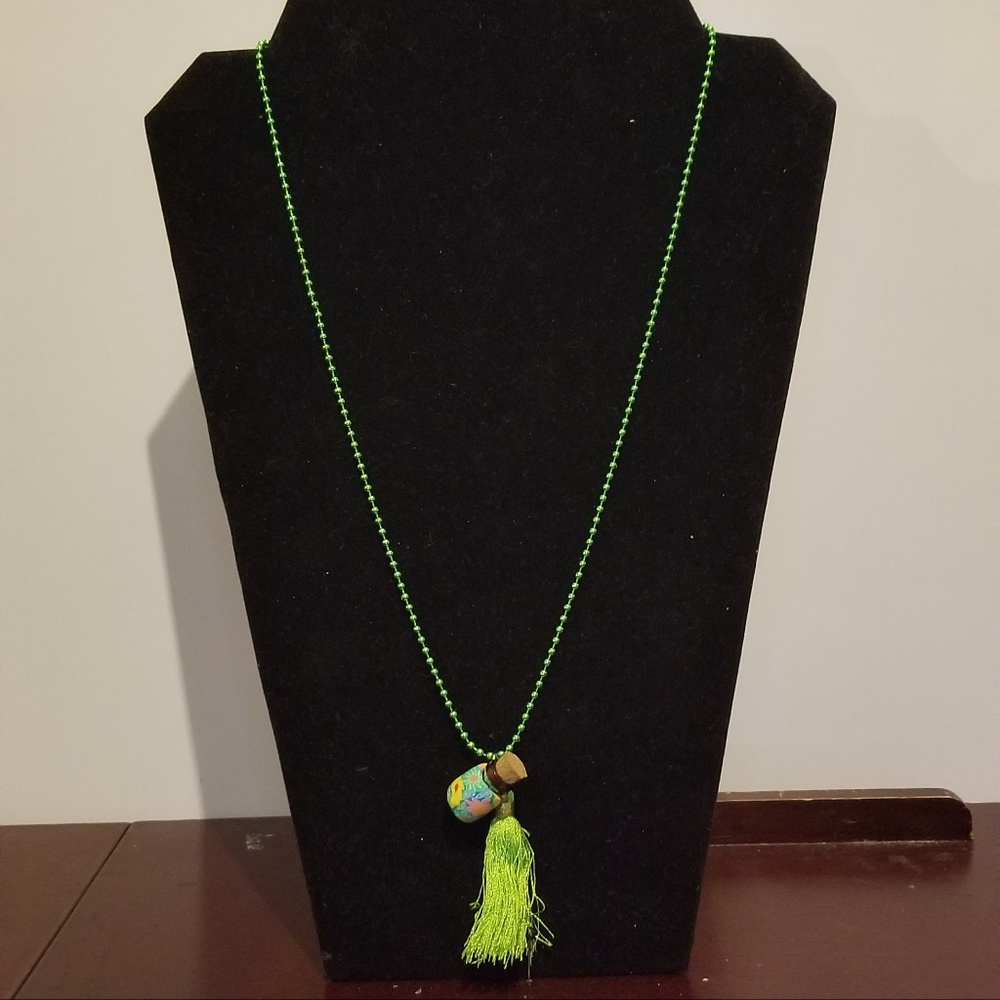Green Fimo Clay Bottle Aromatherapy Necklace